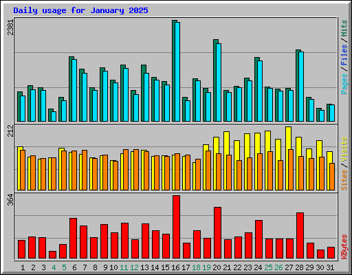 Daily usage for January 2025