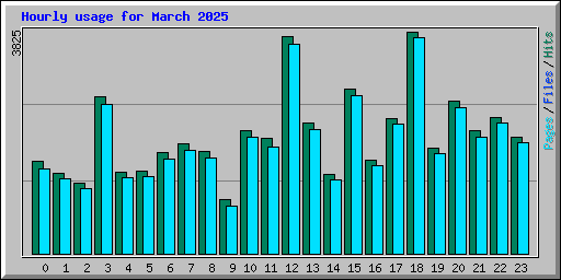 Hourly usage for March 2025